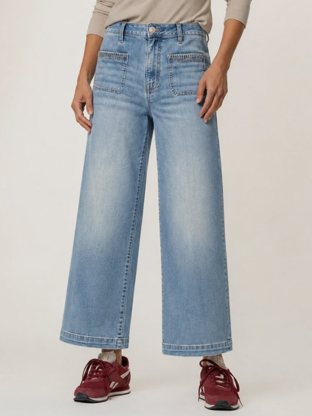 KUT FROM THE KLOTH Meg High Rise Wide Leg 27" Crop Jeans Blue Sz 4 Stretch Cute